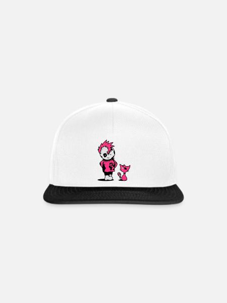 Ein kleiner Punk mit einer kleinen Katze - Snapback Cap - Weiß/Schwarz