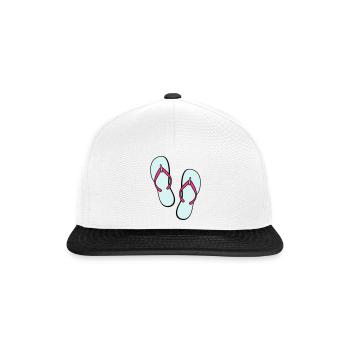 flip flops sommer beach strand party - Snapback Cap - Weiß/Schwarz - Vorne