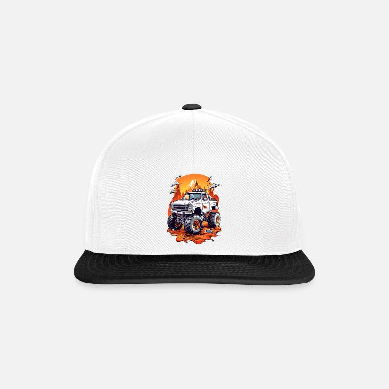Monstertruck Renn - Snapback Cap - Weiß/Schwarz