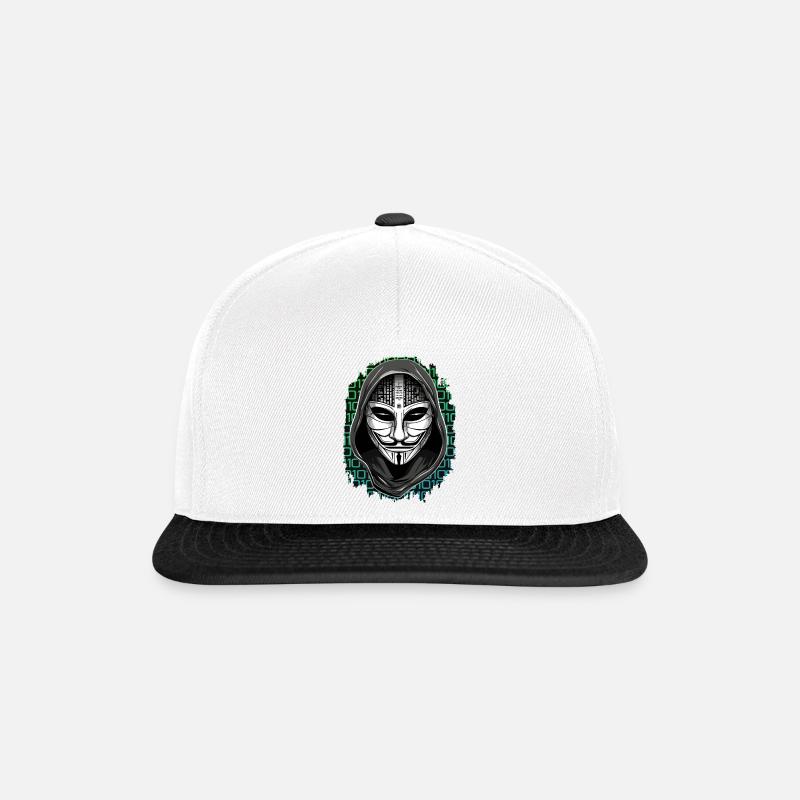 Anonymous Hacker - Snapback Cap - Weiß/Schwarz