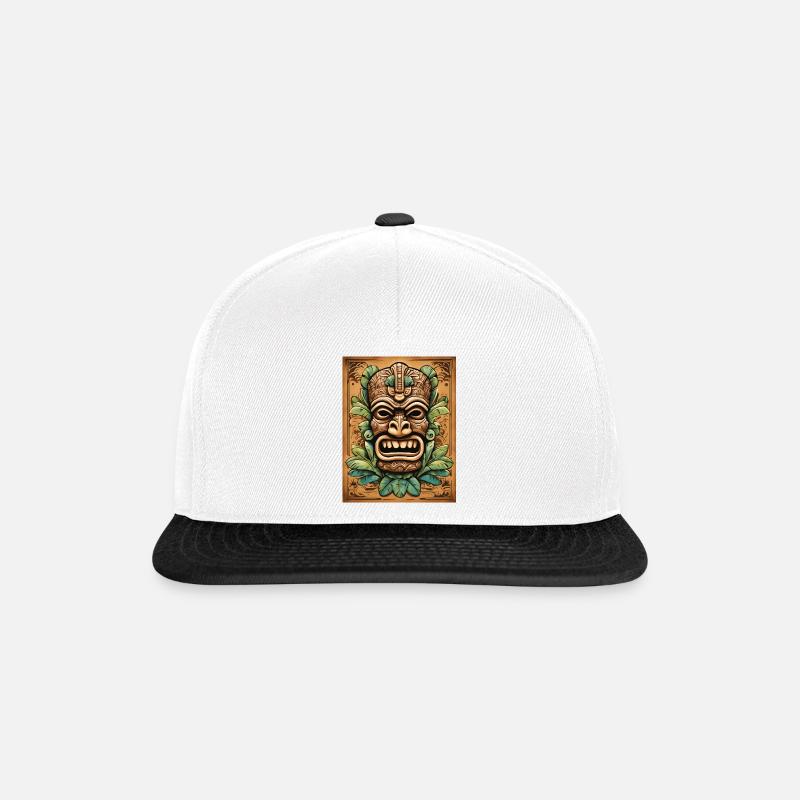 Tiki Mask - Snapback Cap - white/black