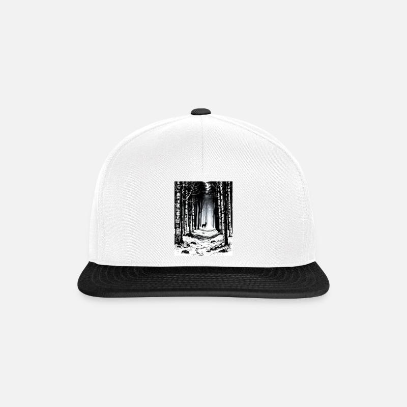 🌿🌙 « Murmures de la forêt » 🌲✨ - Casquette snapback - blanc/noir