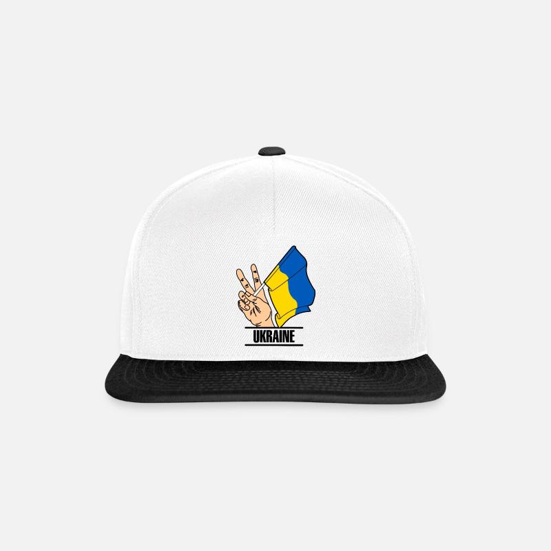 Flagge Ukraine Friedensschild Text UKRAINE - Snapback Cap - Weiß/Schwarz