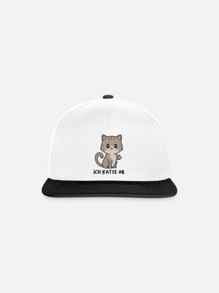 Ich Katze Ab - Snapback Cap - Weiß/Schwarz