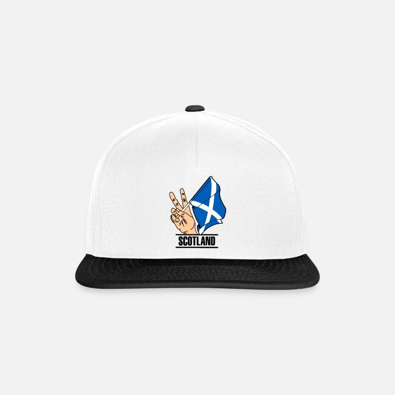 Drapeau Ecosse signe de paix texte ECOSSE - Casquette snapback - blanc/noir