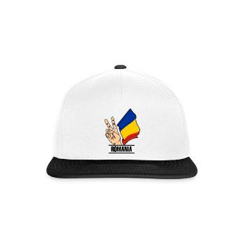Flag Romania peace sign text ROMANIA - Snapback Cap - white/black - Front