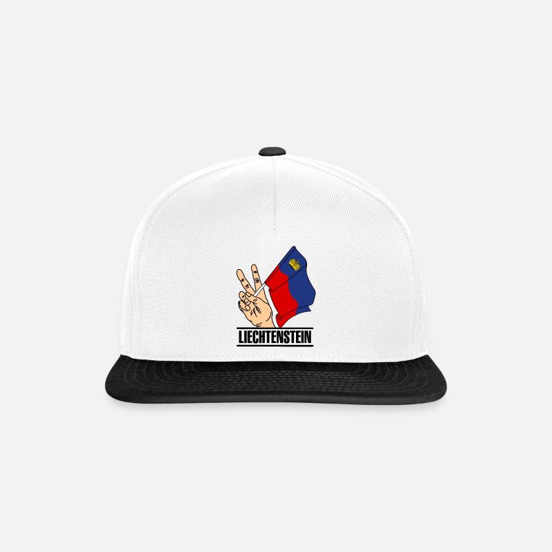 Flagge Liechtenstein Friedenszeichen Text LIECHTENSTEIN - Snapback Cap - Weiß/Schwarz