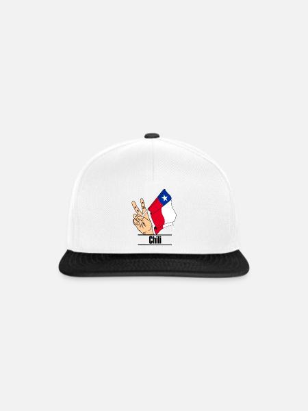 Flagge Chile Friedenszeichen Text 'Chile' - Snapback Cap - Weiß/Schwarz