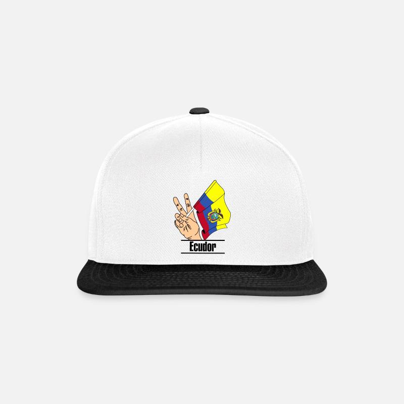 Flagge Ecuador Friedenszeichen Text ́Ecuador ́ - Snapback Cap - Weiß/Schwarz
