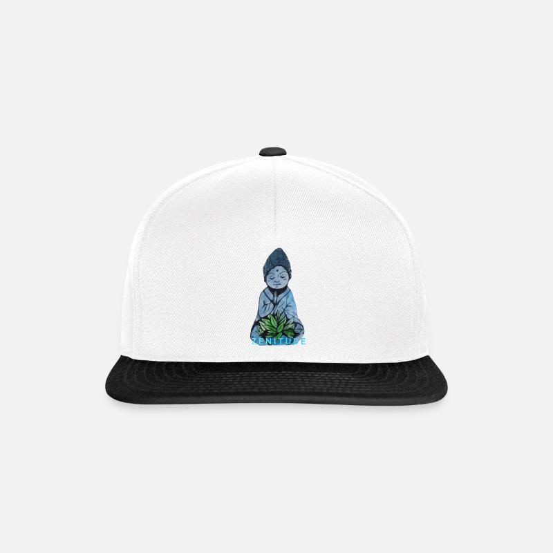 Romantisch, Buddhistisch, Asien, Indien, Blauer Lotus - Snapback Cap - Weiß/Schwarz