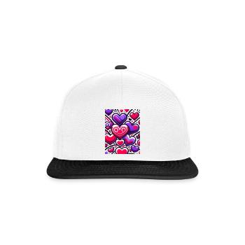 Vibrant Heart Pop Art T-Shirt – Drücken Sie Ihre Liebe aus - Snapback Cap - Weiß/Schwarz - Vorne