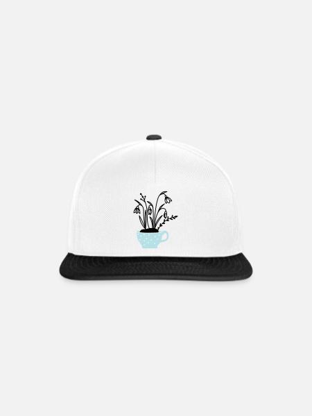 Schneeglöckchen in Tasse - Snapback Cap - Weiß/Schwarz