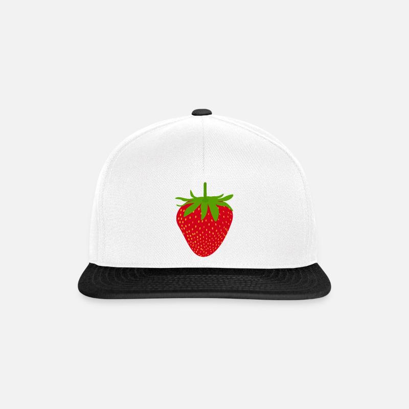 Erdbeere - Snapback Cap - Weiß/Schwarz