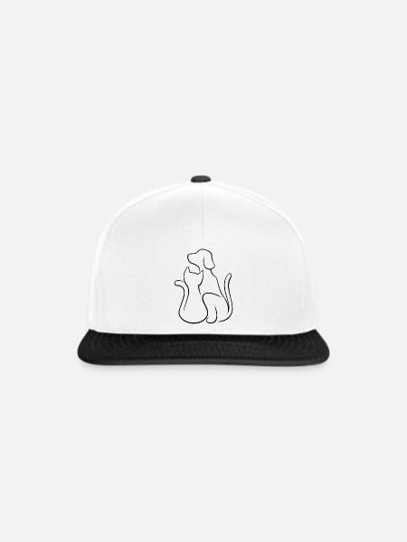 Hund und Katze Tierliebe - Snapback Cap - Weiß/Schwarz
