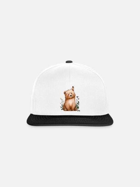 Bär mit Schmetterling - Snapback Cap - Weiß/Schwarz