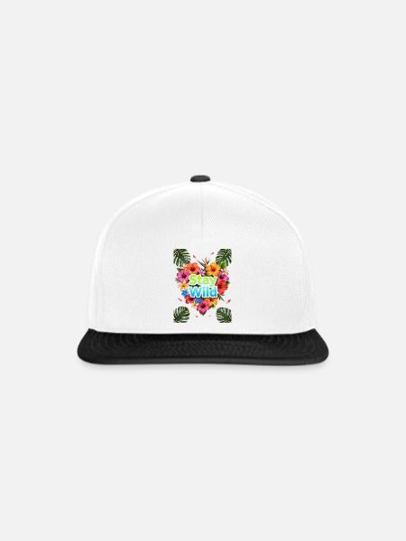 Stay Wild Tropische Blüten - Snapback Cap - Weiß/Schwarz