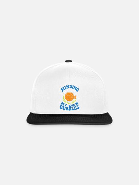 Minding My Own Bubbles Kugelfisch - Snapback Cap - Weiß/Schwarz