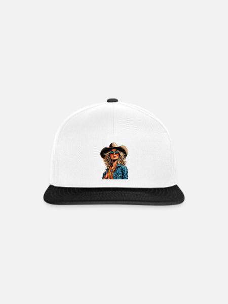 Coole Lady Western Style - Snapback Cap - Weiß/Schwarz