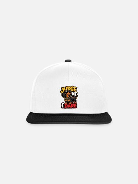 Dackel - Snapback Cap - Weiß/Schwarz