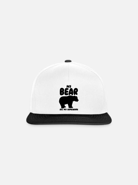 Bär Hausaufgaben Tierhumor - Snapback Cap - Weiß/Schwarz