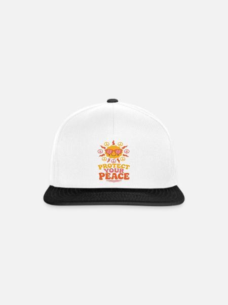 Sonnenpeace Motiv mit Peace Symbol - Snapback Cap - Weiß/Schwarz