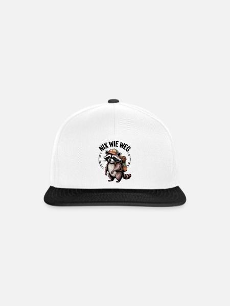 Abenteuer Waschbär - Snapback Cap - Weiß/Schwarz