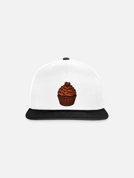 Schoko Cupcake Herzmotiv - Snapback Cap - Weiß/Schwarz