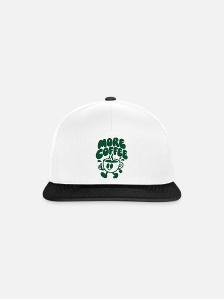 More Coffee – Laufende Kaffeetasse - Snapback Cap - Weiß/Schwarz