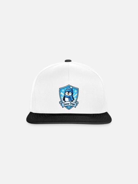 Schnee-Pinguin im Schild - Snapback Cap - Weiß/Schwarz