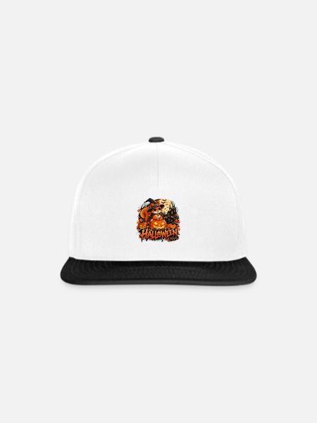 Halloween Squirrel – Kürbis & Hexenhut. 3 Bagss® - Snapback Cap - Weiß/Schwarz