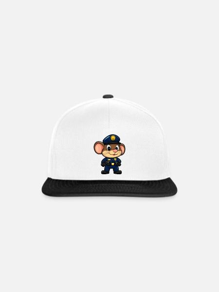 Mäuse Polizei / Polizistin Maus - Snapback Cap - Weiß/Schwarz