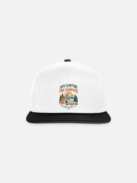 Leben Besser Am Campingplatz - Snapback Cap - Weiß/Schwarz