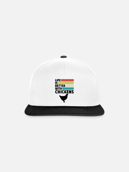 Huhn Spruch Retro-Style - Snapback Cap - Weiß/Schwarz