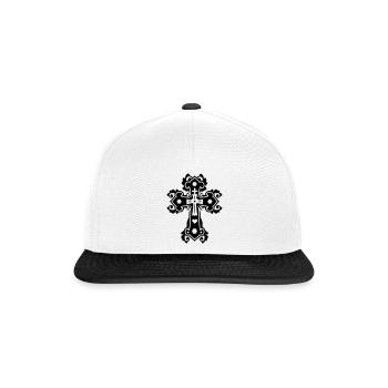 gothic kreuz cross religious - Snapback Cap - Weiß/Schwarz - Vorne
