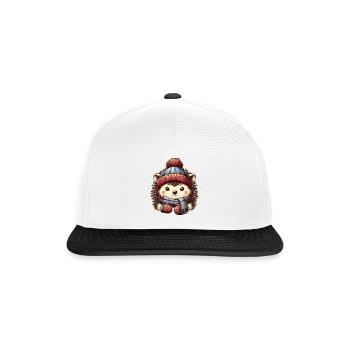 niedlicher Igel mit Mütze - Snapback Cap - Weiß/Schwarz - Vorne