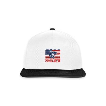 Just an old man catfish fishing gift - Snapback Cap - white/black - Front