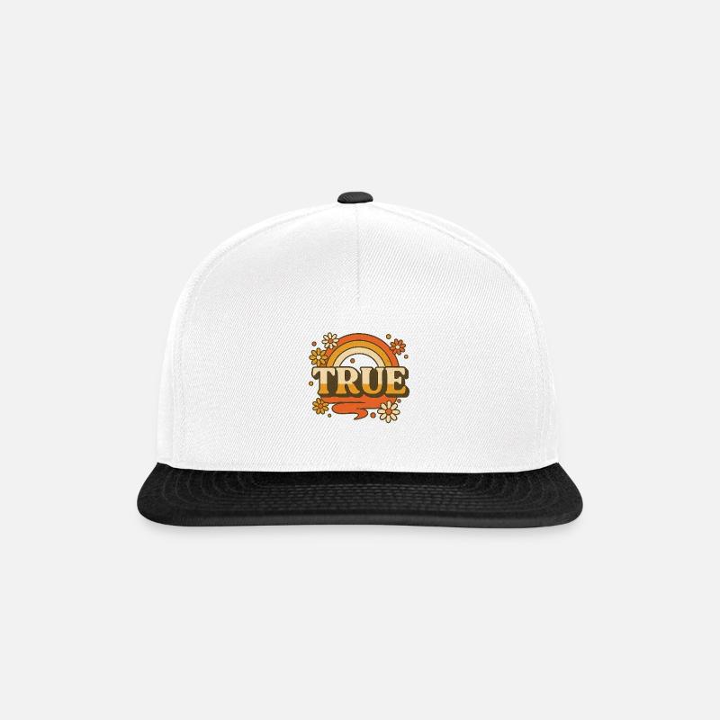 True – Retro Rainbow & Floral Design - Snapback Cap - white/black