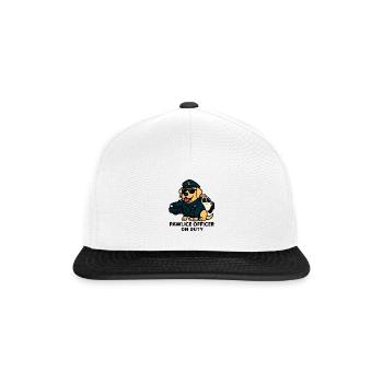 Pawlice Officer – Lustiger Polizeihund - Snapback Cap - Weiß/Schwarz - Vorne