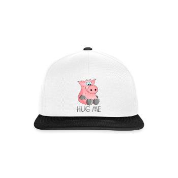Umarmung - hug me pig - Snapback Cap - Weiß/Schwarz - Vorne