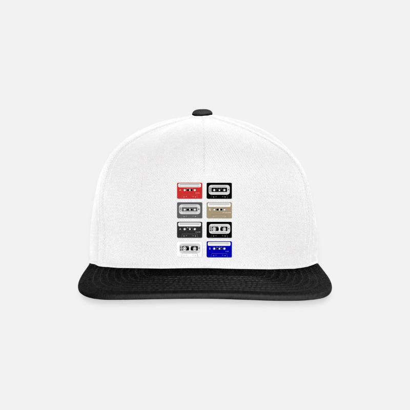 Musikkassetten - Snapback Cap - Weiß/Schwarz