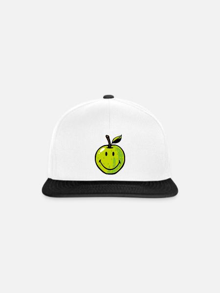Smiley Green Apple - Snapback Cap - Weiß/Schwarz