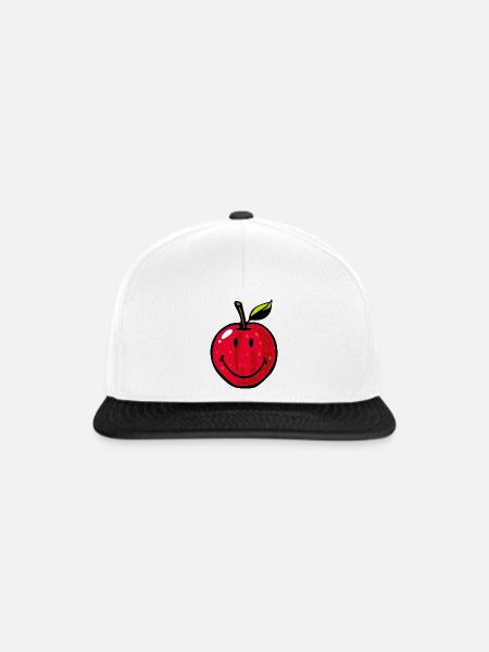 Smiley Red Apple - Snapback Cap - Weiß/Schwarz