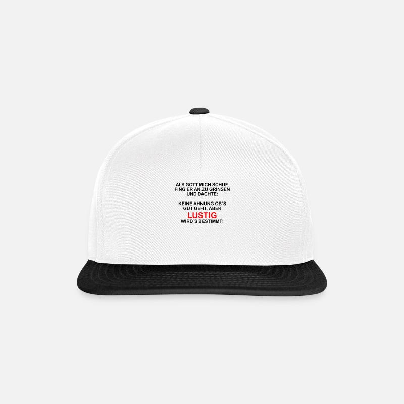 als gott mich schuf - Snapback Cap - Weiß/Schwarz