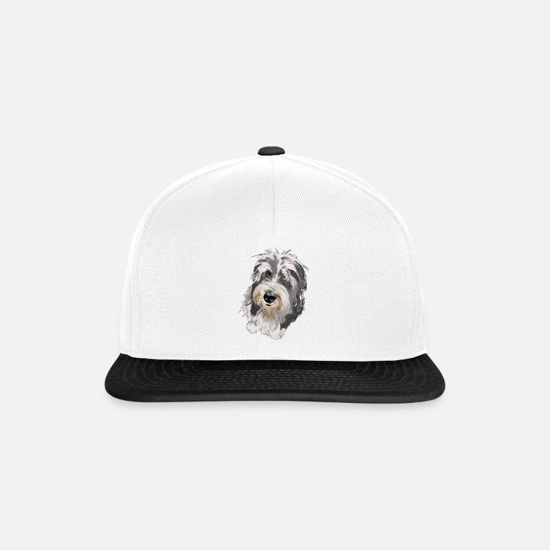 Bearded Collie - Snapback Cap - Weiß/Schwarz