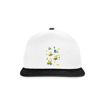 Baustellen Fahrzeuge - Snapback Cap - Weiß/Schwarz - Vorne