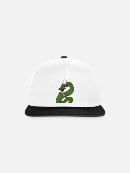Drache mit roten Augen - Snapback Cap - Weiß/Schwarz