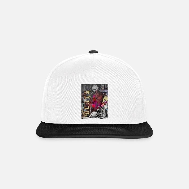 Graffiti Urbain Crâne Papillon - Casquette snapback - blanc/noir