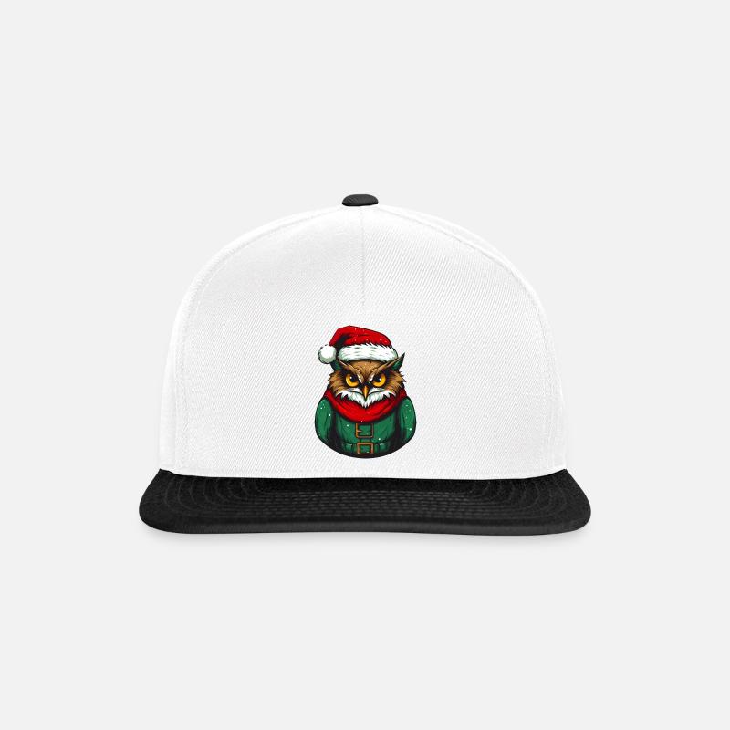 Hibou de Noël en pull vert - Casquette snapback - blanc/noir