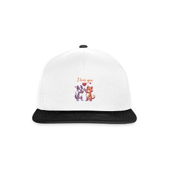 Cat and Dog - Snapback Cap - Weiß/Schwarz - Vorne