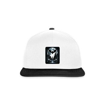 Fledermaus, Halloween, Vollmond - Snapback Cap - Weiß/Schwarz - Vorne